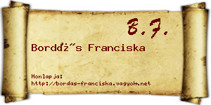 Bordás Franciska névjegykártya
